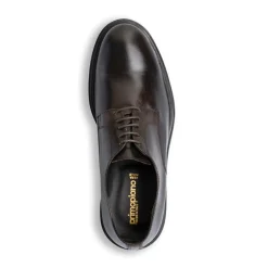 Stringate eleganti derby marrone scuro in pelle da uomo Primopiano