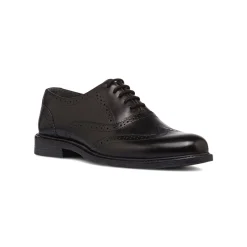 Stringate eleganti derby con dettagli brogue da uomo nere in pelle La Cuoieria