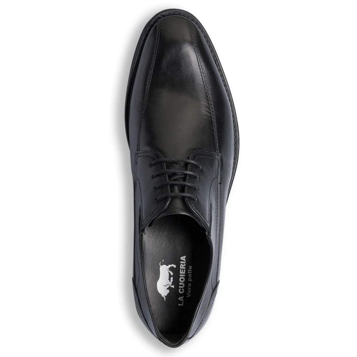 Stringate eleganti derby da uomo neri in pelle La Cuoieria