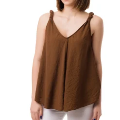 Top Marrone da Donna con spallina arricciata e scollo a V Swish Jeans