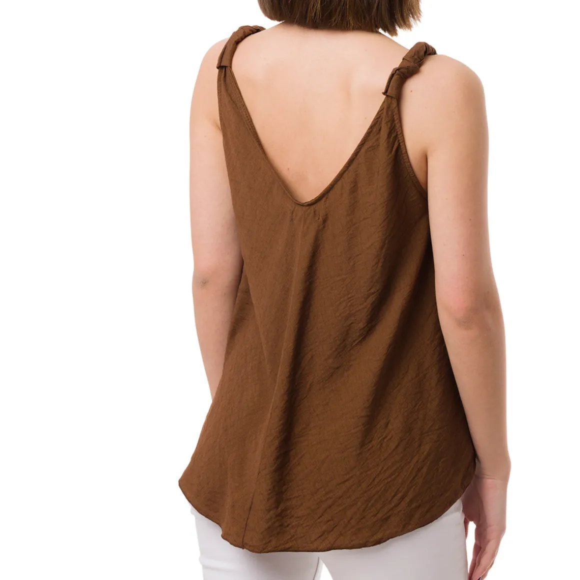 Top Marrone da Donna con spallina arricciata e scollo a V Swish Jeans