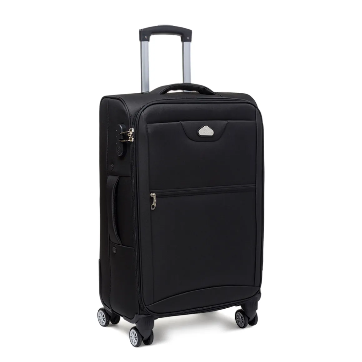 Trolley medio nero in tessuto Valigie Romeo Gigli