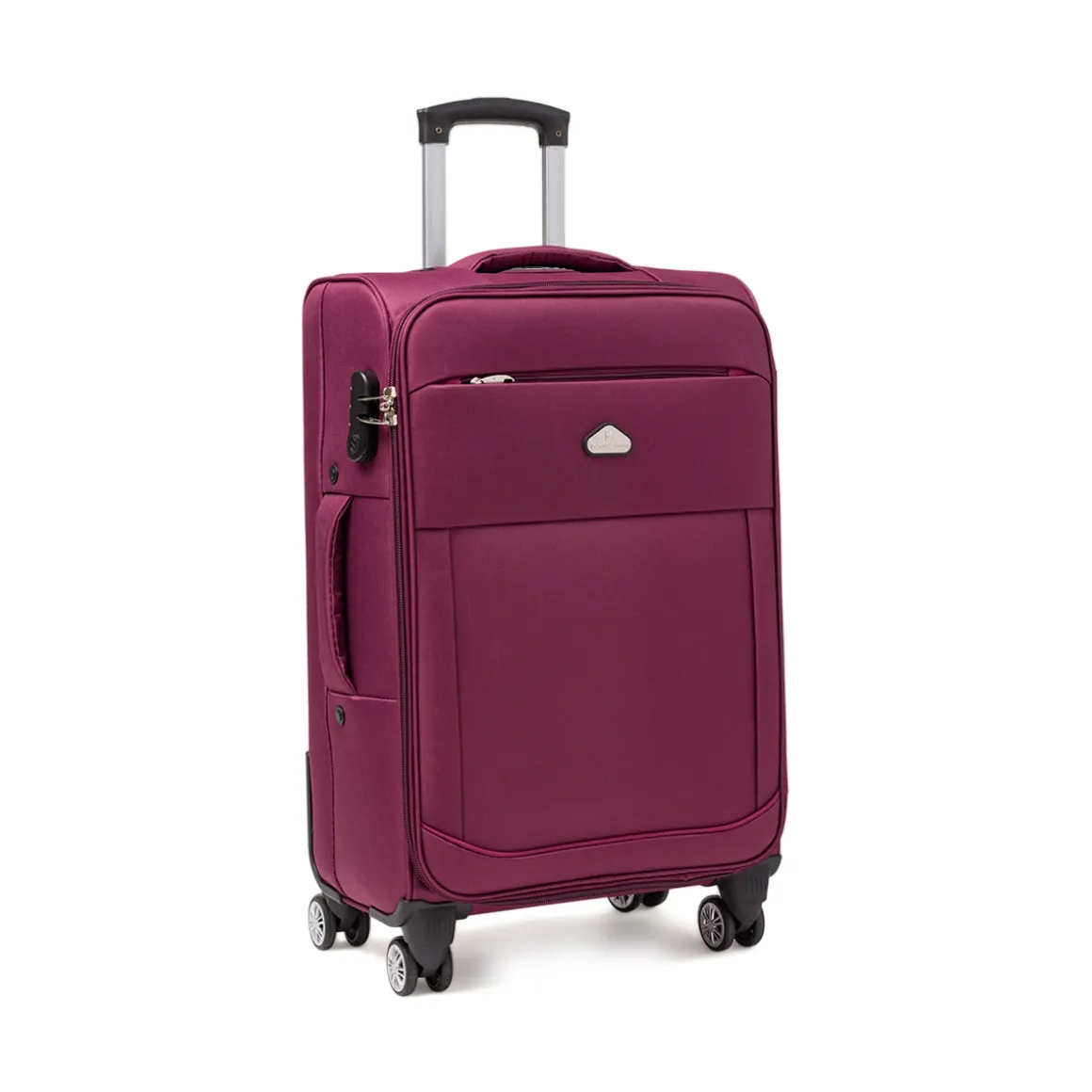 Trolley medio viola da viaggio in tessuto Romeo Gigli