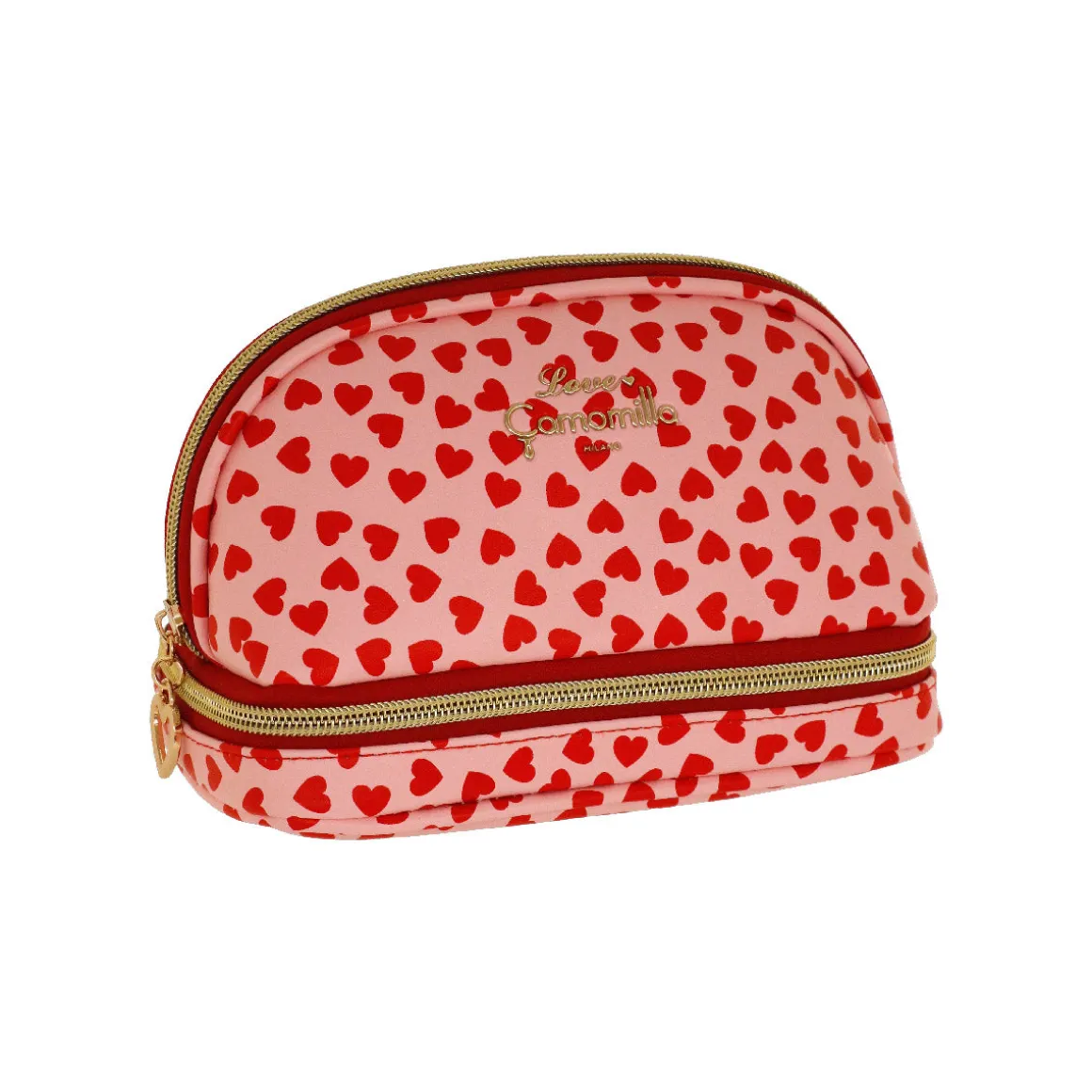 Trousse rosa con cuori rossi da Donna Camomilla Milano