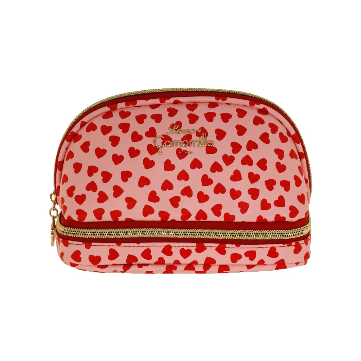 Trousse rosa con cuori rossi da Donna Camomilla Milano