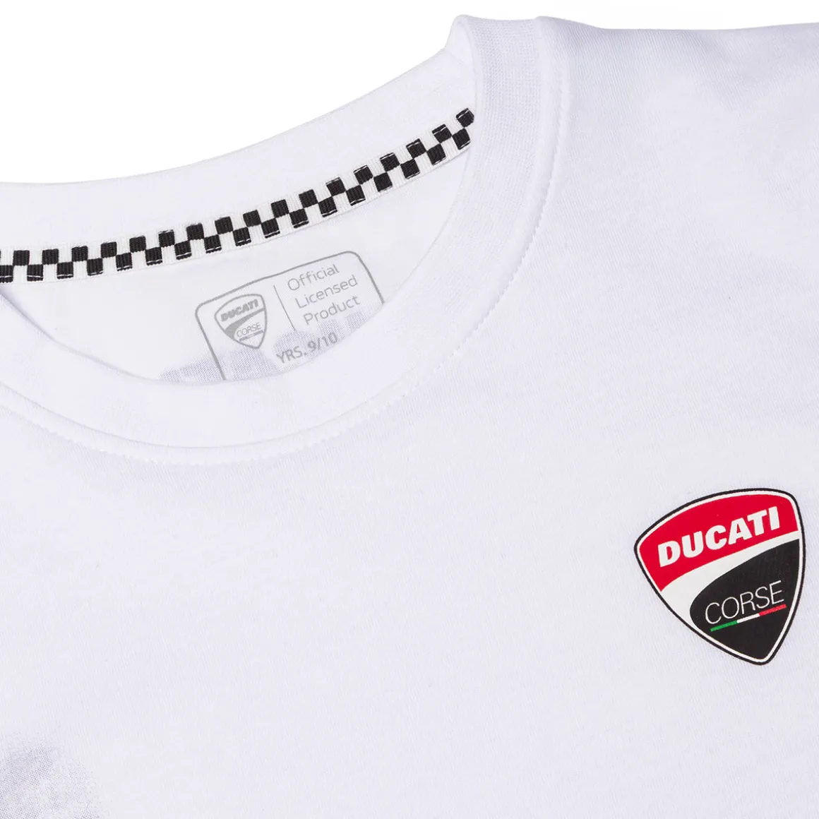 T-shirt bianca da bambino e ragazzo Ducati Corse con stampa motocicletta