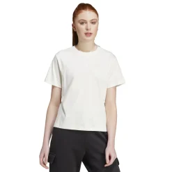 T-shirt bianca da donna con logo a contrasto sul retro adidas