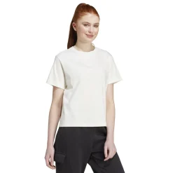 T-shirt bianca da donna con logo a contrasto sul retro adidas