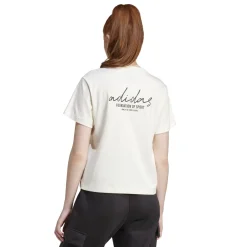 T-shirt bianca da donna con logo a contrasto sul retro adidas