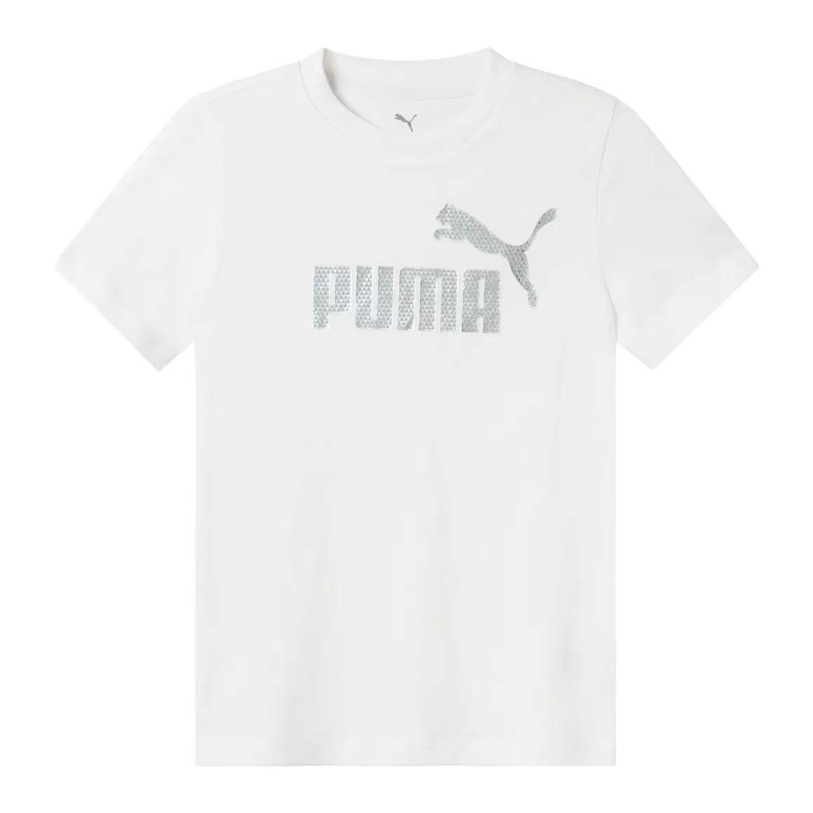 T-shirt bianca da Donna con logo frontale argento Puma