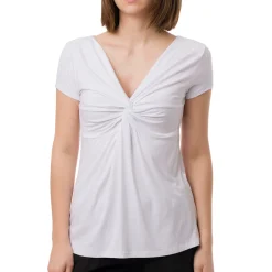 T-shirt Bianca da Donna con dettaglio frontale Swish Jeans
