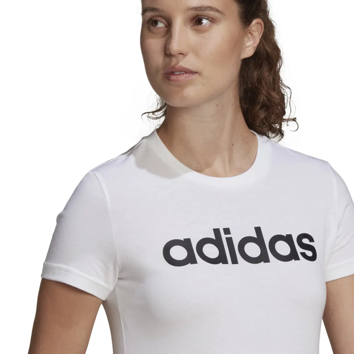 T-shirt bianca da donna con logo adidas Essentials Slim Logo