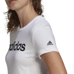 T-shirt bianca da donna con logo adidas Essentials Slim Logo