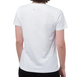 T-shirt bianca da donna in cotone con logo rosa Ducati Corse