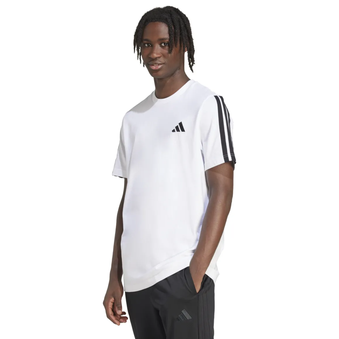 T-shirt bianca da Uomo adidas con bande laterali M 3S SJ T
