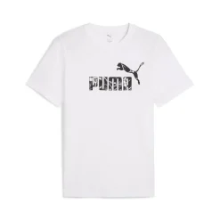 T-shirt bianca da Uomo con logo frontale in contrasto Puma
