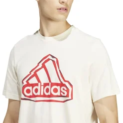 T-shirt bianca da uomo con logo rosso adidas Folded Badge Graphic