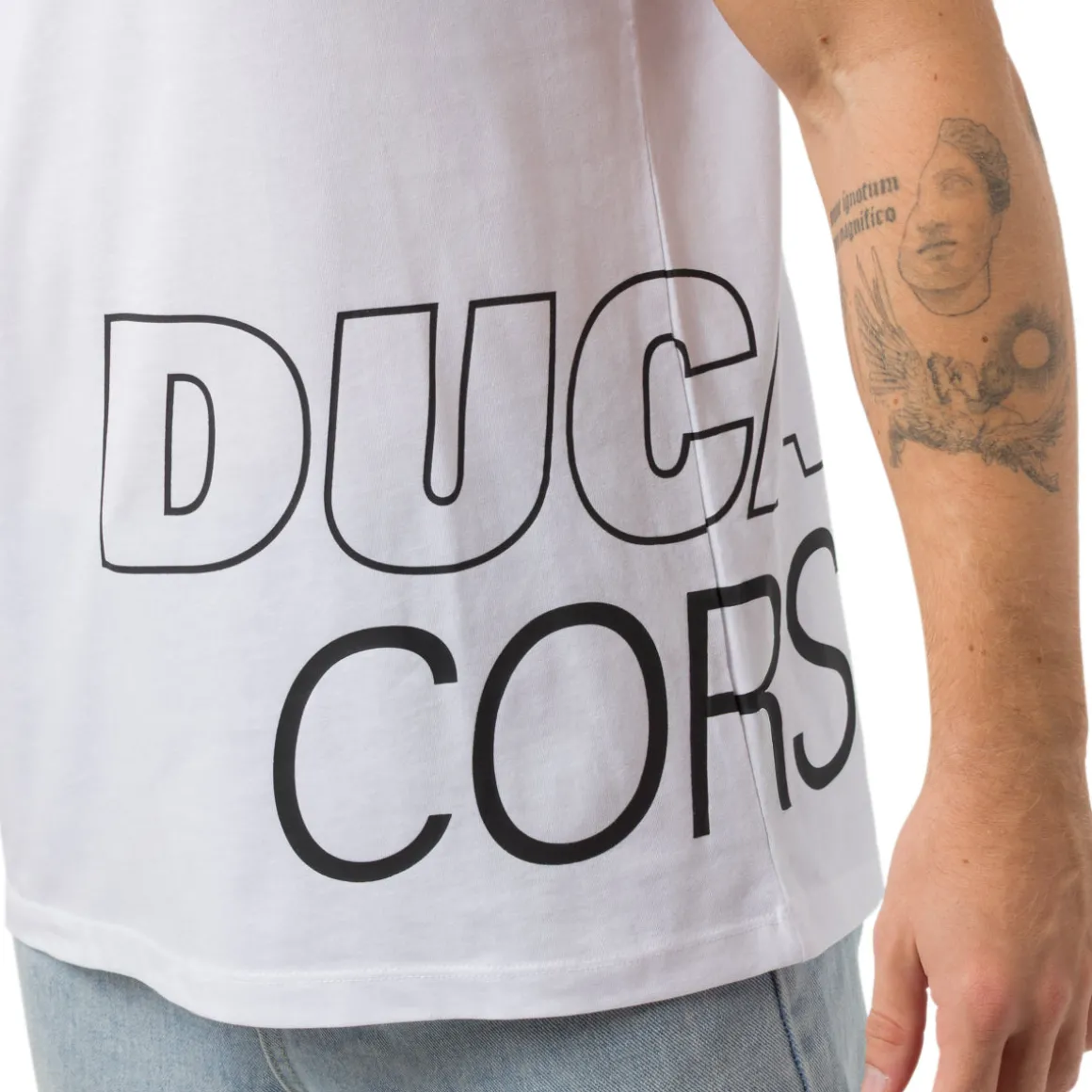 T-shirt bianca da Uomo con mega stampa Ducati Corse