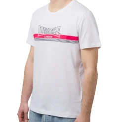 T-shirt bianca da uomo con logo frontale a contrasto Lonsdale