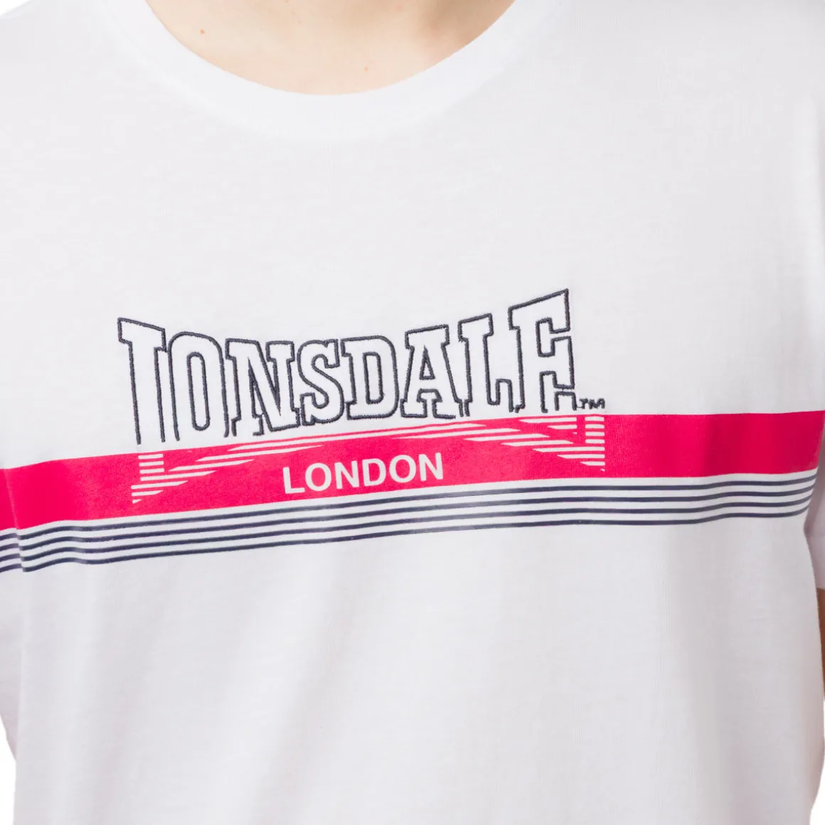 T-shirt bianca da uomo con logo frontale a contrasto Lonsdale