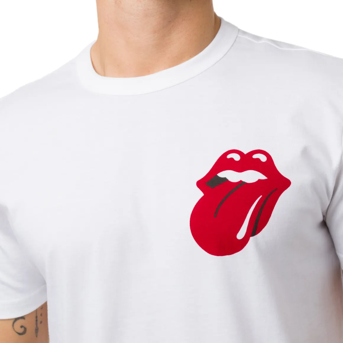 T-shirt bianca da Uomo in Cotone con stampa Rolling Stones