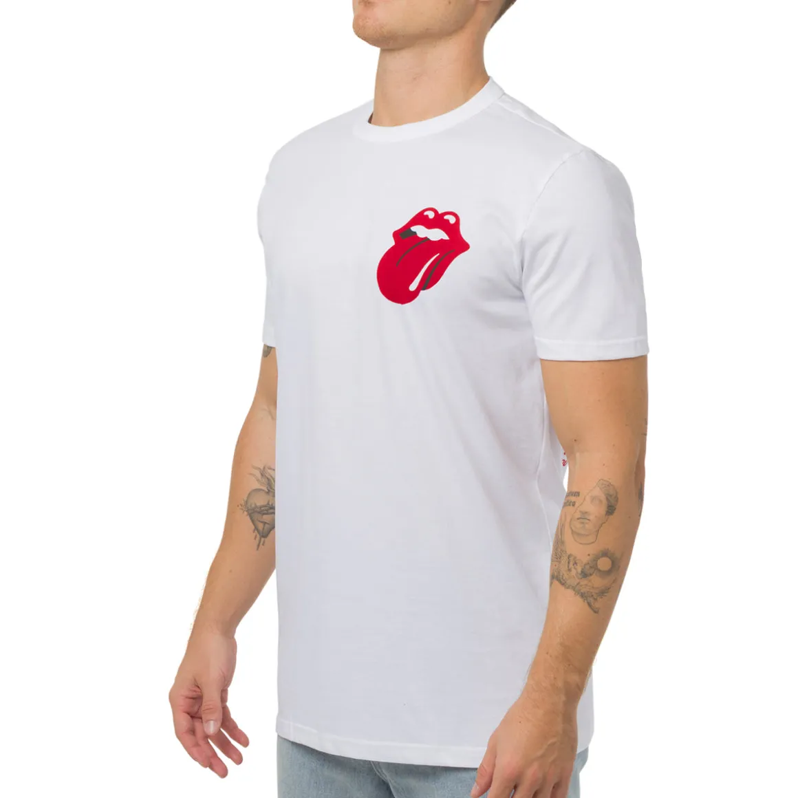 T-shirt bianca da Uomo in Cotone con stampa Rolling Stones