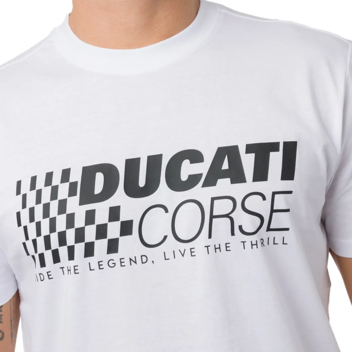 T-shirt bianca in cotone da Uomo con stampa Ducati Corse