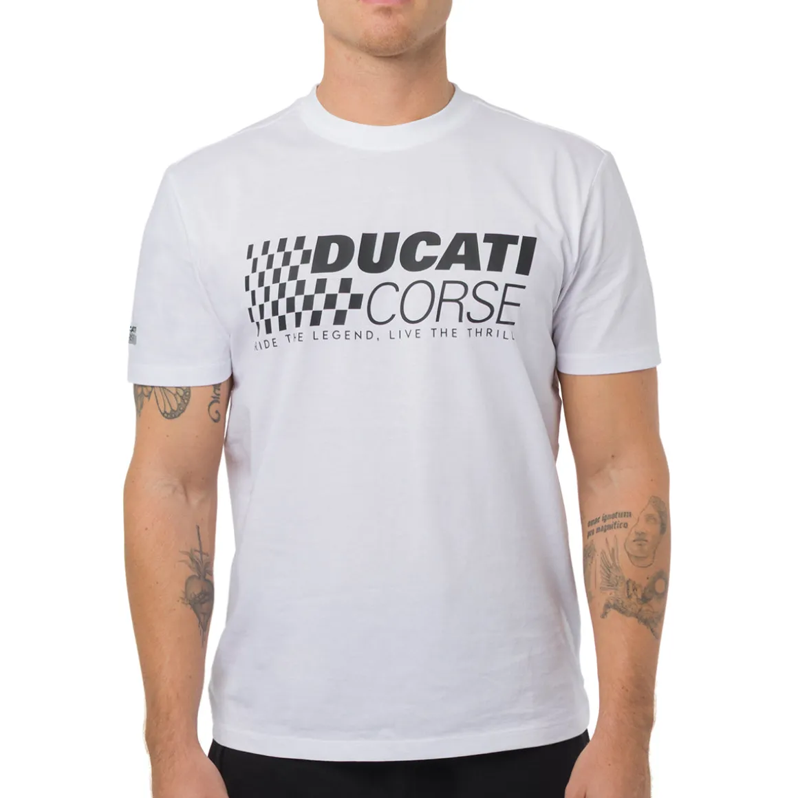 T-shirt bianca in cotone da Uomo con stampa Ducati Corse