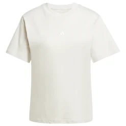 T-shirt bianco off-white da donna adidas con logo centrale