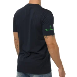 T-shirt blu da Uomo con dettagli verde fluo Tonino Lamborghini