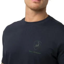 T-shirt blu da Uomo con dettagli verde fluo Tonino Lamborghini