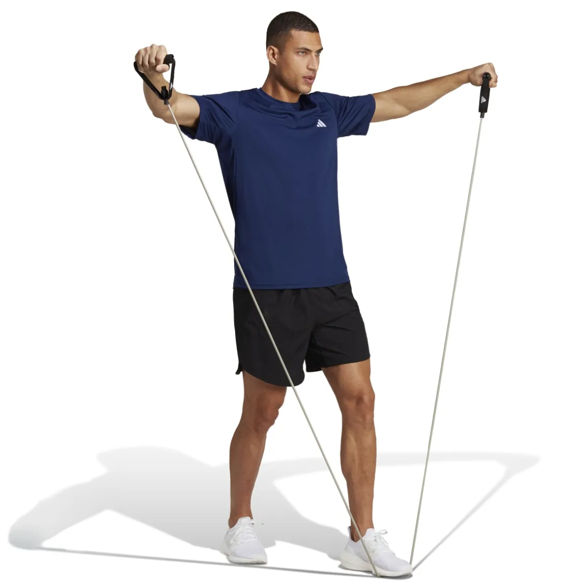 T-shirt blu da uomo con logo bianco adidas Essentials Training