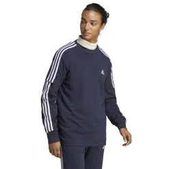 T-shirt blu da uomo con logo sul petto adidas Essentials 3-Stripes