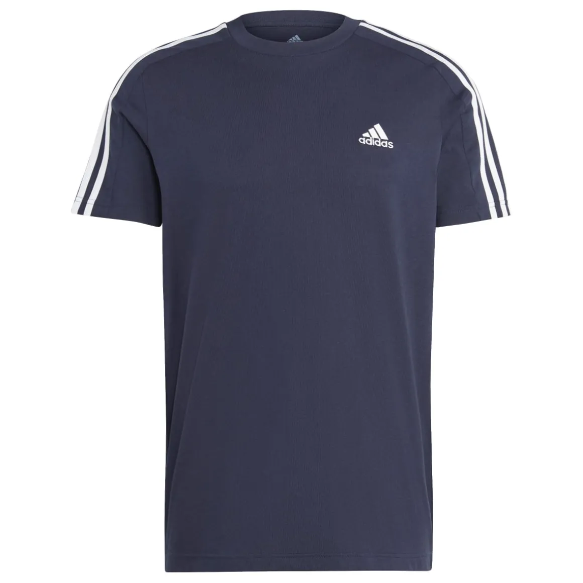 T-shirt blu da uomo con logo sul petto adidas Essentials 3-Stripes