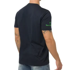 T-shirt blu da Uomo con stampa verde fluo Tonino Lamborghini