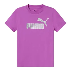 T-shirt da bambina e ragazza viola con logo argento Puma