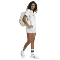 T-shirt da donna bianca con logo argentato adidas