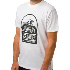 T-shirt da uomo bianca con logo Ducati Scrambler