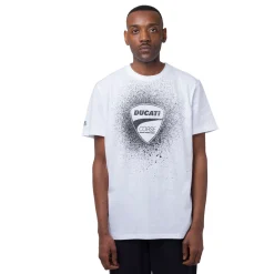 T-shirt da uomo bianca in cotone con logo e stampa Ducati Corse