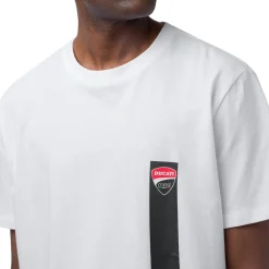 T-shirt da uomo bianca in cotone con logo Ducati Corse