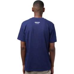 T-shirt da uomo blu navy in cotone con logo e stampa Ducati Corse