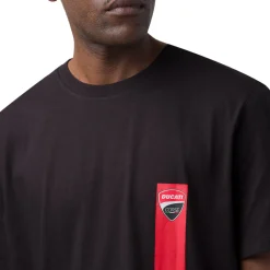 T-shirt da uomo nera in cotone con logo Ducati Corse