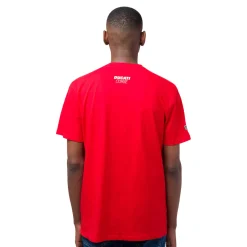 T-shirt da uomo rosso in cotone con logo e stampa Ducati Corse