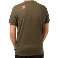 T-shirt da uomo verde militare con stampa nera frontale Ducati Scrambler