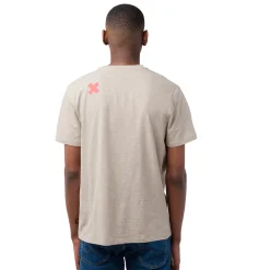 T-shirt girocollo beige da uomo con stampa frontale Ducati Scrambler