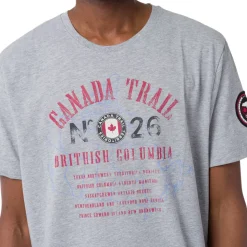 T-Shirt grigia da Uomo con stampa frontale in contrasto Canada Trail