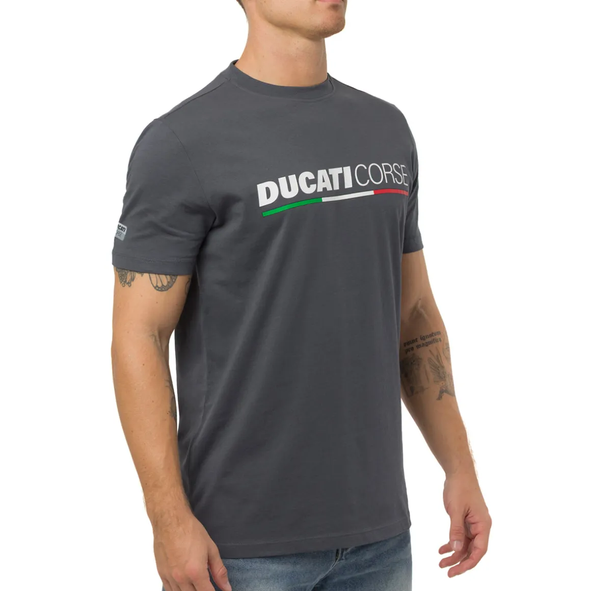 T-shirt grigia in cotone da Uomo con stampa Ducati Corse