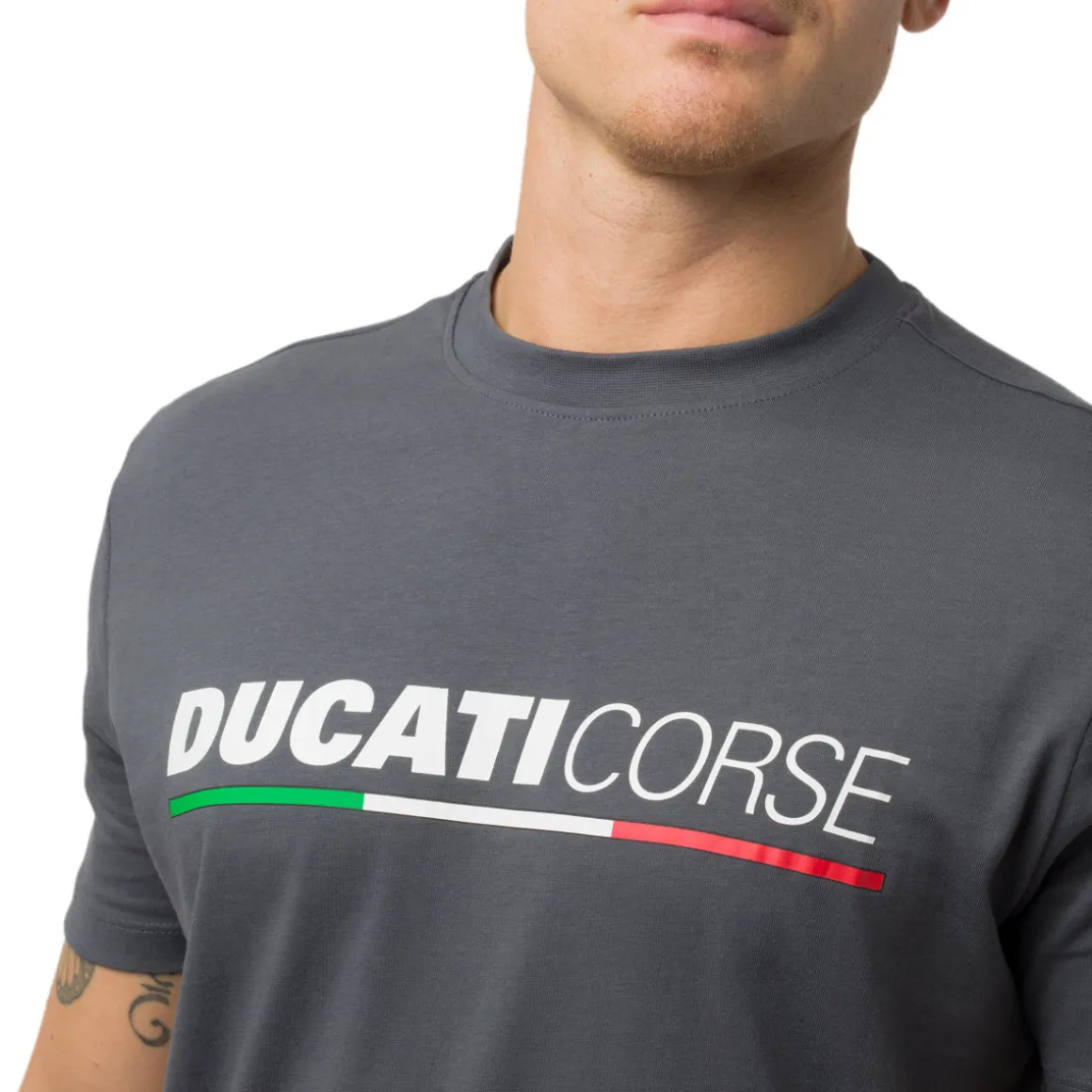 T-shirt grigia in cotone da Uomo con stampa Ducati Corse