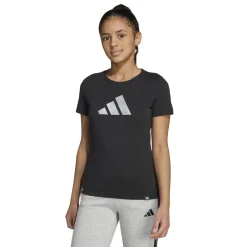 T-shirt nera da Bambina con logo adidas JG GLAM T