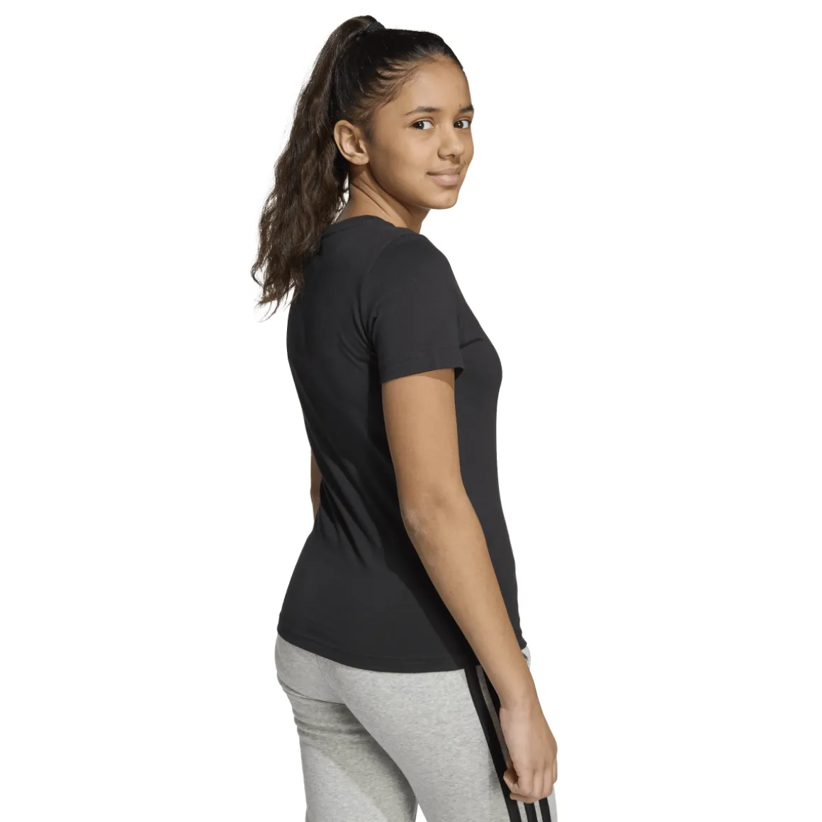 T-shirt nera da Bambina con logo adidas JG GLAM T